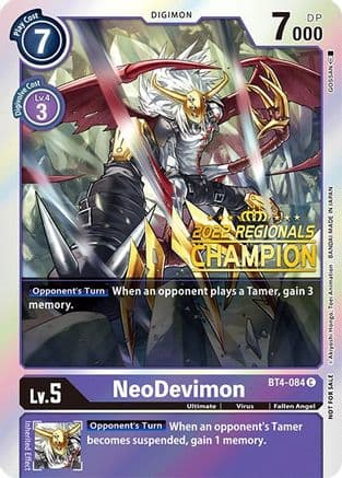 NeoDevimon (2022 Championship Online Regional) [Online Champion] — Digimon Card Game card
