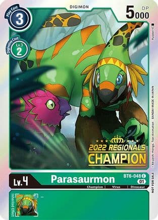Parasaurmon (2022 Championship Online Regional) [Online Champion] — Digimon Card Game card