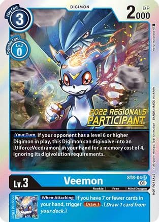 Veemon (2022 Championship Online Regional) [Online Participant] — Digimon Card Game card
