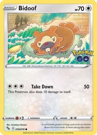 Bidoof — Pokemon GO Pokémon TCG card by Tomokazu Komiya