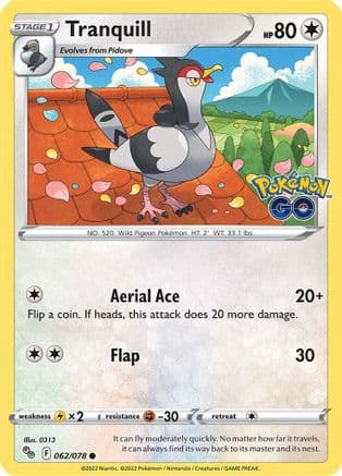 Tranquill — Pokemon GO Pokémon TCG card by 0313
