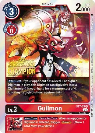 Guilmon (2022 Store Champion) — Digimon Card Game card