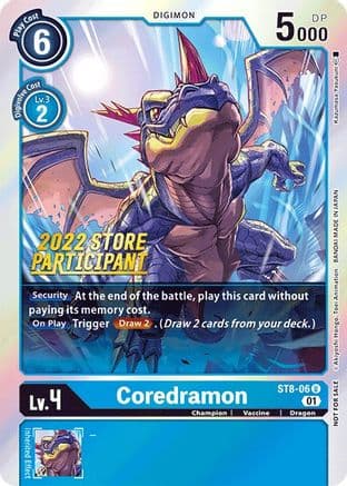 Coredramon (2022 Store Participant) — Starter Deck 08: Ulforce Veedramon Digimon Card Game card by Kazumasa Yasukawa