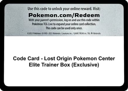 Code Card - Lost Origin Pokemon Center Elite Trainer Box (Exclusive) — SWSH11: Lost Origin