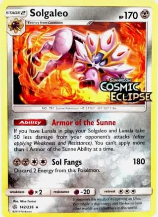Solgaleo - 142/236 (Cosmic Eclipse Stamped) — Miscellaneous Cards & Products