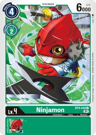 Ninjamon — X Record Digimon Card Game card by Akiyoshi Hongō, Toei Animation, BANDAI MADE IN JAPAN