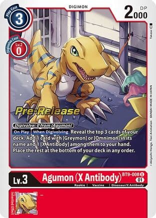 Agumon (X Antibody) — X Record Pre-Release Cards Digimon Card Game card by Takase
