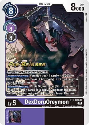 DexDoruGreymon — X Record Pre-Release Cards Digimon Card Game card by Akiyoshi Hongo, Toei Animation