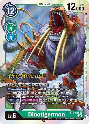 Dinotigermon — X Record Pre-Release Cards Digimon Card Game card by Kazuyuki Tasukuno