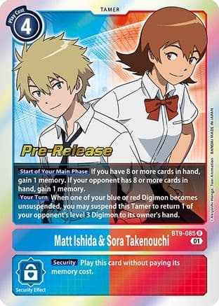 Matt Ishida & Sora Takenouchi — X Record Pre-Release Cards Digimon Card Game card by Akiyoshi Hongo, Toei Animation