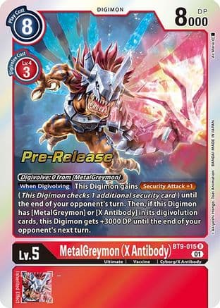 MetalGreymon (X Antibody) — X Record Pre-Release Cards Digimon Card Game card by Akiyoshi Hongō, Toei Animation