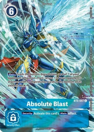Absolute Blast (Summer 2022 Dash Pack) — Battle of Omni Digimon Card Game card by Akiyoshi Hongo, Toei Animation, BANDAI MADE IN JAPAN