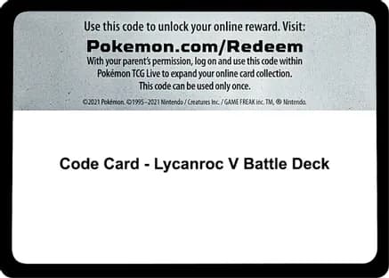 Code Card - Lycanroc V Battle Deck — Miscellaneous Cards & Products