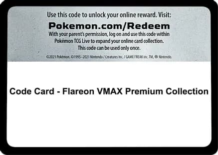 Code Card - Flareon VMAX Premium Collection — Miscellaneous Cards & Products