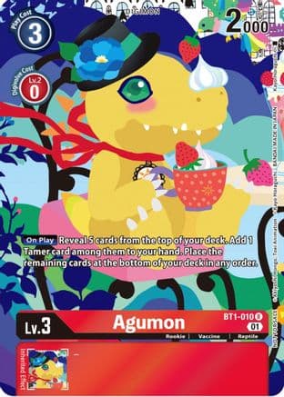 Agumon - BT1-010 (Tamer's Card Set 2 Floral Fun) — Release Special Booster 1.0 Digimon Card Game card by Kayo Horaguchi