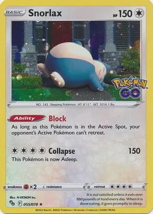 Snorlax - 55/078 (Cosmos Holo) — Miscellaneous Cards & Products