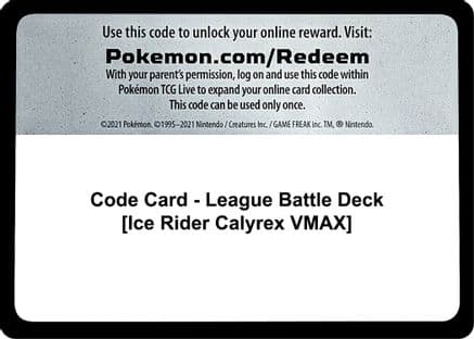 Code Card - League Battle Deck [Ice Rider Calyrex VMAX] — Miscellaneous Cards & Products