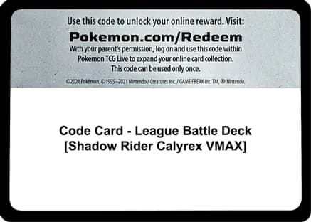 Code Card - League Battle Deck [Shadow Rider Calyrex VMAX] — Miscellaneous Cards & Products