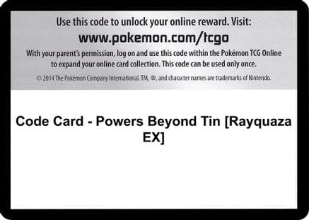 Code Card - Powers Beyond Tin [Rayquaza EX] — XY - Ancient Origins