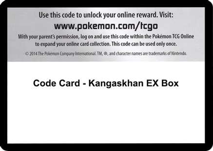Code Card - Kangaskhan EX Box — XY - Evolutions