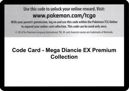 Code Card - Mega Diancie EX Premium Collection — XY - Phantom Forces
