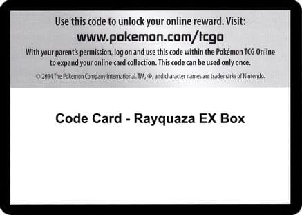Code Card - Rayquaza EX Box — XY - Roaring Skies
