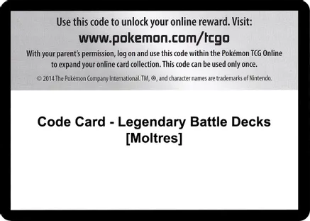 Code Card - Legendary Battle Decks [Moltres] — XY - Steam Siege