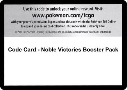 Code Card - Noble Victories Booster Pack — Noble Victories