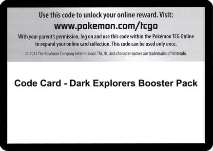 Code Card - Dark Explorers Booster Pack — Dark Explorers
