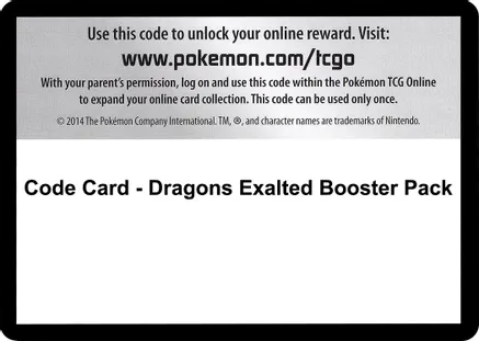 Code Card - Dragons Exalted Booster Pack — Dragons Exalted