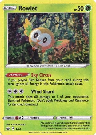 Rowlet - 2/15 — Pokémon TCG card