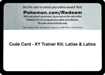 Code Card - XY Trainer Kit: Latias & Latios — XY Trainer Kit: Latias & Latios