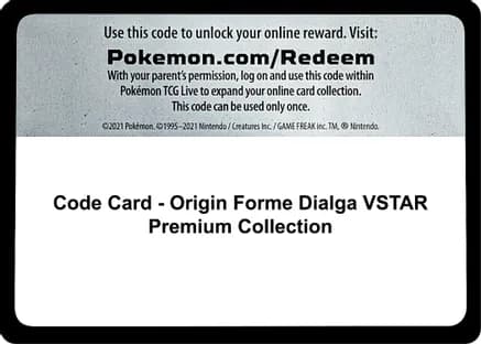 Code Card - Origin Forme Dialga VSTAR Premium Collection — SWSH11: Lost Origin
