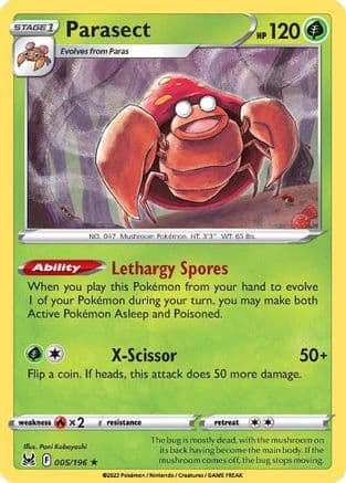 Parasect — SWSH11: Lost Origin Pokémon TCG card by Pani Kobayashi