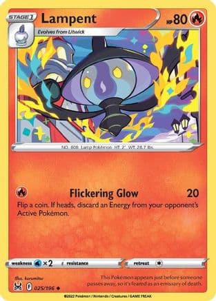 Lampent — SWSH11: Lost Origin Pokémon TCG card by kurumitsu
