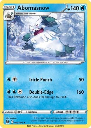 Abomasnow — SWSH11: Lost Origin Pokémon TCG card by kodama