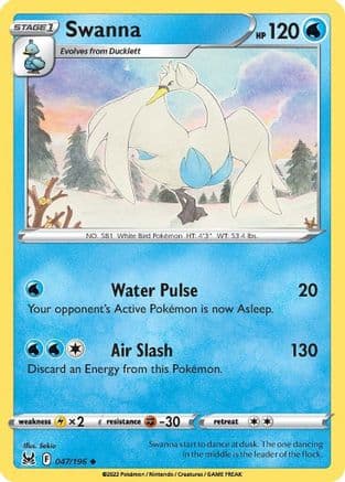 Swanna — SWSH11: Lost Origin Pokémon TCG card by Sekio