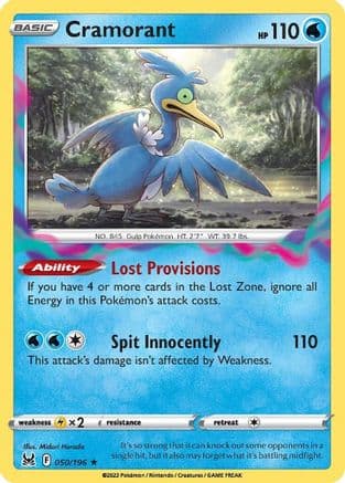 Cramorant — SWSH11: Lost Origin Pokémon TCG card by Midori Harada