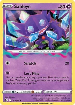 Sableye — SWSH11: Lost Origin Pokémon TCG card by Shibuzoh.