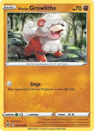 Hisuian Growlithe — SWSH11: Lost Origin Pokémon TCG card by Kouki Saitou