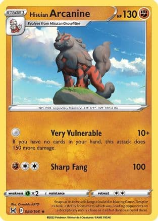 Hisuian Arcanine — SWSH11: Lost Origin Pokémon TCG card by Oswaldo KATO