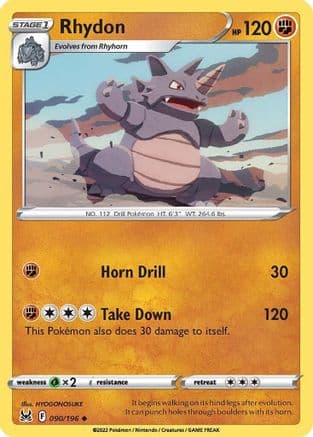 Rhydon — SWSH11: Lost Origin Pokémon TCG card by HYOGONOSUKE