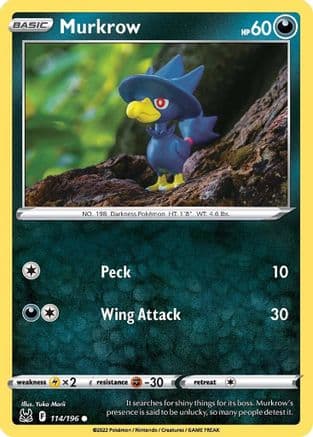 Murkrow — SWSH11: Lost Origin Pokémon TCG card by Yuka Morii
