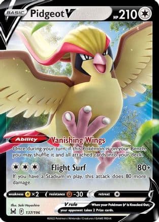 Pidgeot V — SWSH11: Lost Origin Pokémon TCG card by Saki Hayashiro