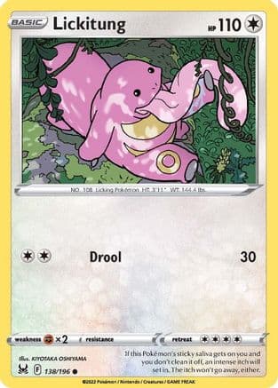 Lickitung — SWSH11: Lost Origin Pokémon TCG card by KIYOTAKA OSHIYAMA