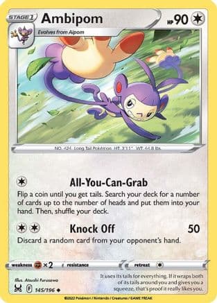 Ambipom — SWSH11: Lost Origin Pokémon TCG card by Atsushi Furusawa