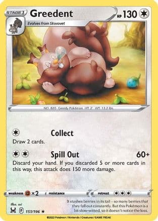 Greedent — SWSH11: Lost Origin Pokémon TCG card by sui