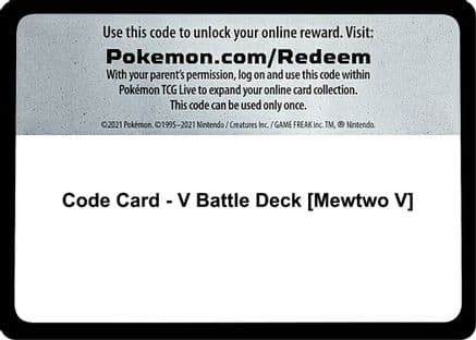 Code Card - V Battle Deck [Mewtwo V] — Pokemon GO