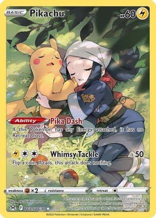 Pikachu — SWSH11: Lost Origin Trainer Gallery Pokémon TCG card by Atsushi Furusawa