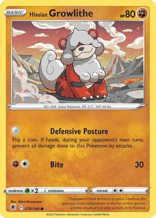 Hisuian Growlithe - 070/189 (Cosmos Holo) — Deck Exclusives Pokémon TCG card by Akira Komayama